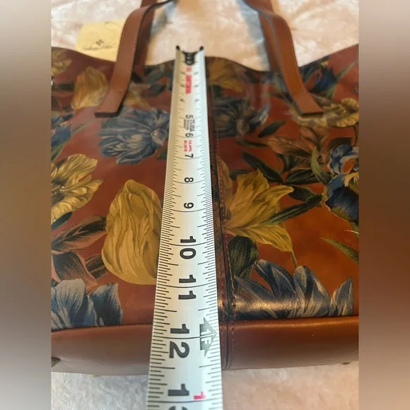 NWT Patricia Nash Enlightened Garden Kemble Tote Brown Leather Floral w Dust Bag - Picture 8 of 11